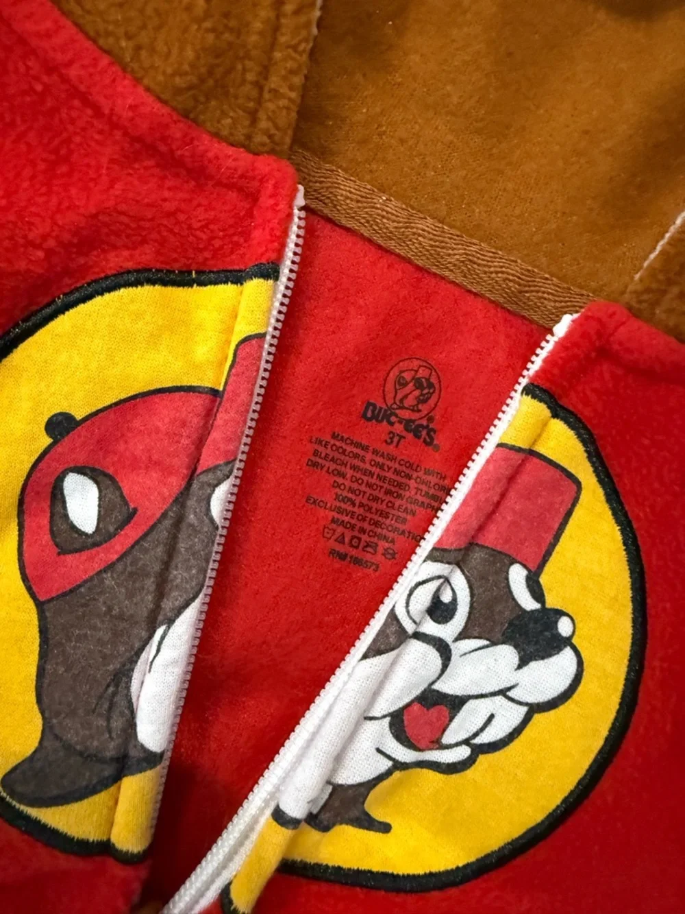 Kids Brown and Red Beaver Hooded Onesie Costume